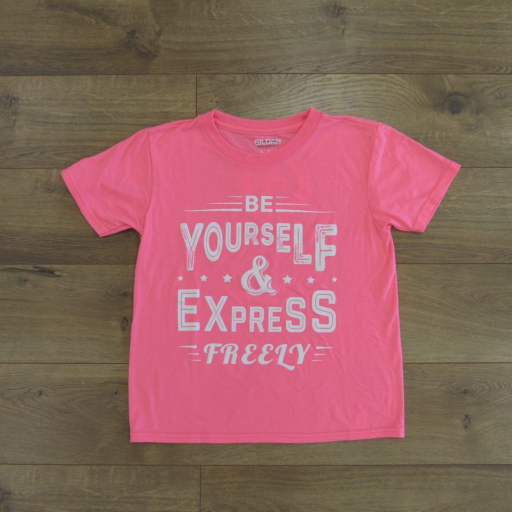 Be Yourself & Express Freely Shirt - Youth Crewneck - Neon Pink