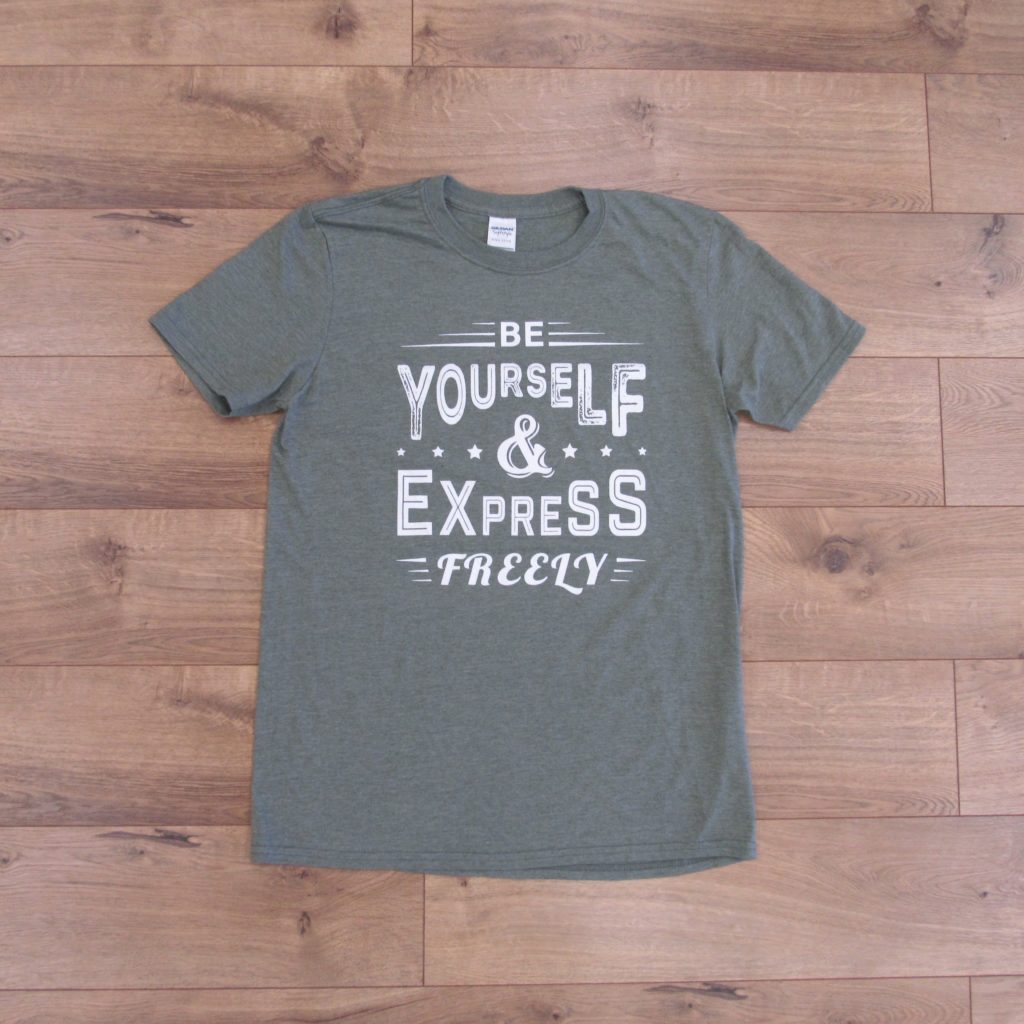 Be Yourself & Express Freely Shirt - Men's Crewneck - Olive Green