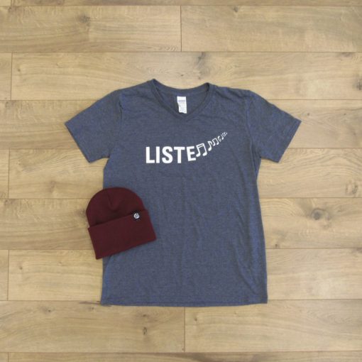 Listen Shirt - Men's Vneck - Heather Blue