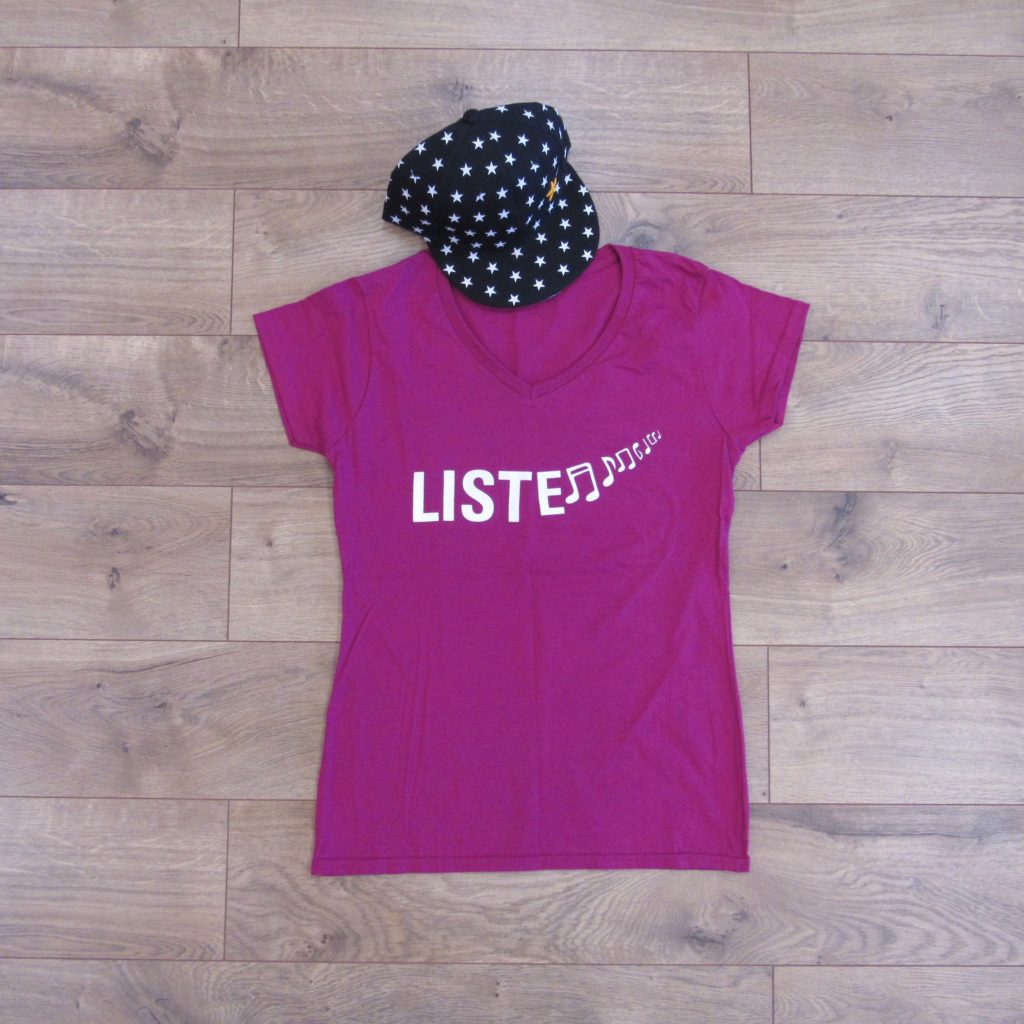 Listen Shirt - Women's Vneck - Fuscia