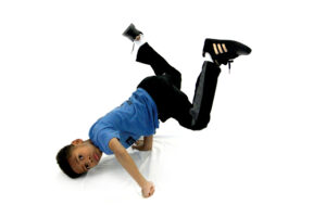 Bboy in Breaking Dance Freeze on white background.