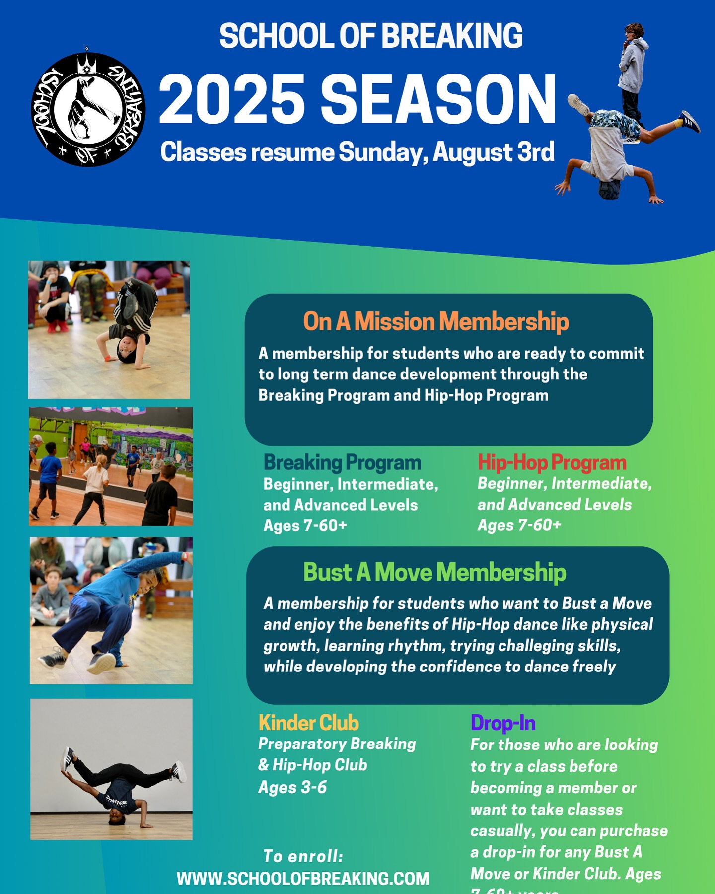 We had an amazing two weeks at summer camp! We are now just a few weeks away from returning to our regular season. We can’t wait to dance with all of our students and finish what we started. We hope everyone has been enjoying their summer. It’s time to get back into the groove—classes will resume on Sunday, August 3rd.

For more information on signing up for classes, click the link in our bio!