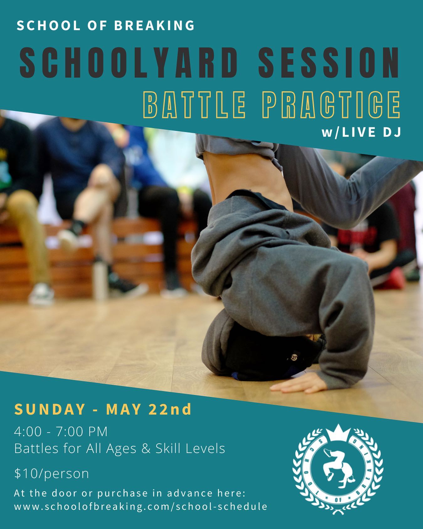 🚨SAVE THE DATE🚨 
On Sunday, May 22nd we will be hosting a special edition of our SchoolYard Session: Battle Practice 😈🔥

Come join us and catch some rounds with DJ @_ace0ne rocking the 1’s and 2’s 🎶 The session is open to youth, teens, and adults of all experience levels! If you’ve been looking to tap into battling, get more experience, or just sharpen your skills, don’t miss it. 💪✌️💯

💥Youth 1 vs 1 Breaking
💥Teens 1 vs 1 Breaking
💥Adult 1 vs 1 Breaking
🏆Cash prize for the winner of each category!

Link in bio to register 📲

#schoolofbreaking #battle #practice #schoolyard #session #breakin #HipHop #culture #bboy #bgirl #toprock #footwork #freeze #powermoves #bboylifestyle #bgirllifestyle #expressfreely #dance #breakdance #breakdancebattle